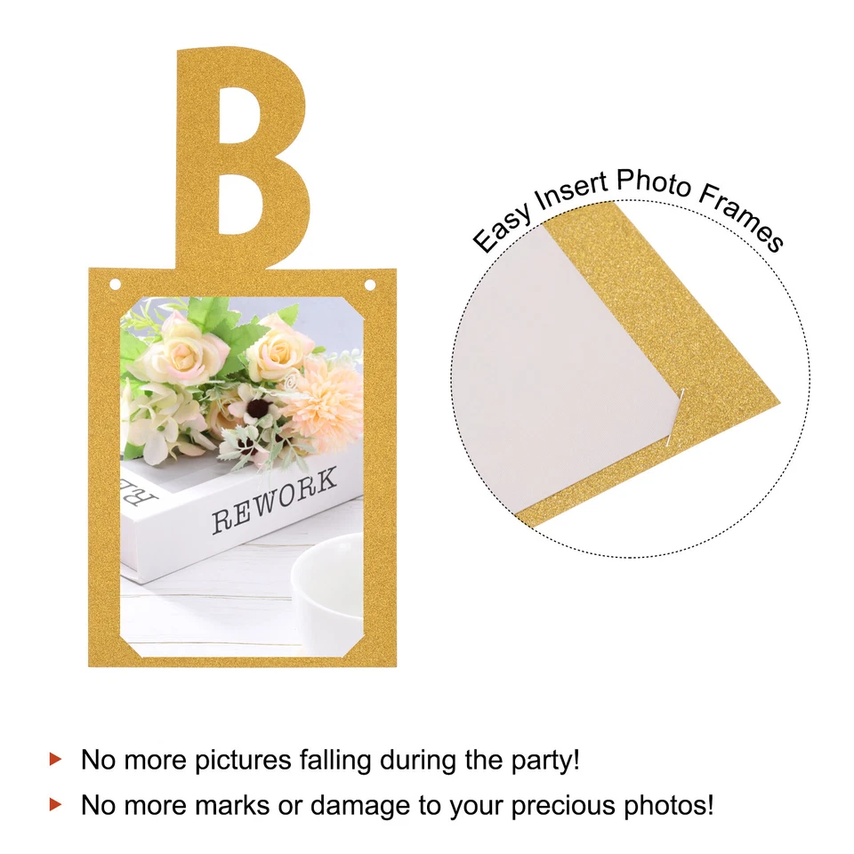 18th Birthday Photo Banner Decorations from 1 to 12 Months Gold 14 Pieces - Image 3 of 4