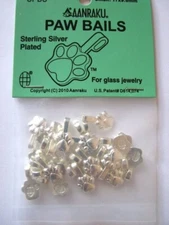 Small Aanraku Silver Plated Pawprint Jewelry Bails 
