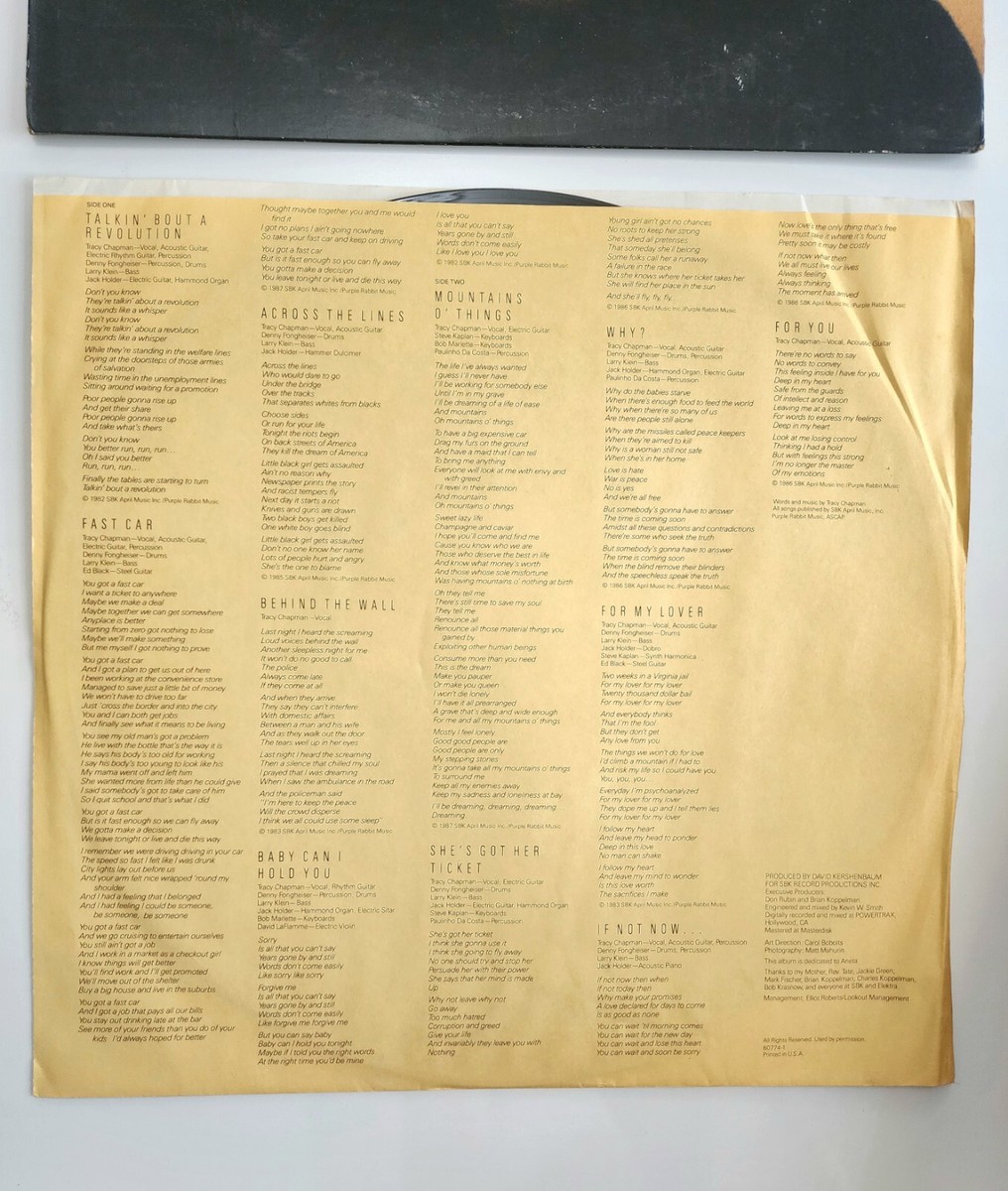 Tracy Chapman Self Titled LP Debut Album Original 1988