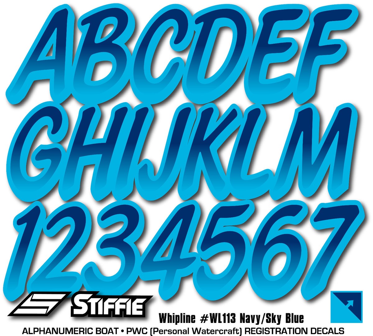 STIFFIE Whipline WL113 Decalcomanie Numeri Barca PWC – Blu Navy/Azzurro – Adesivi Registrazione