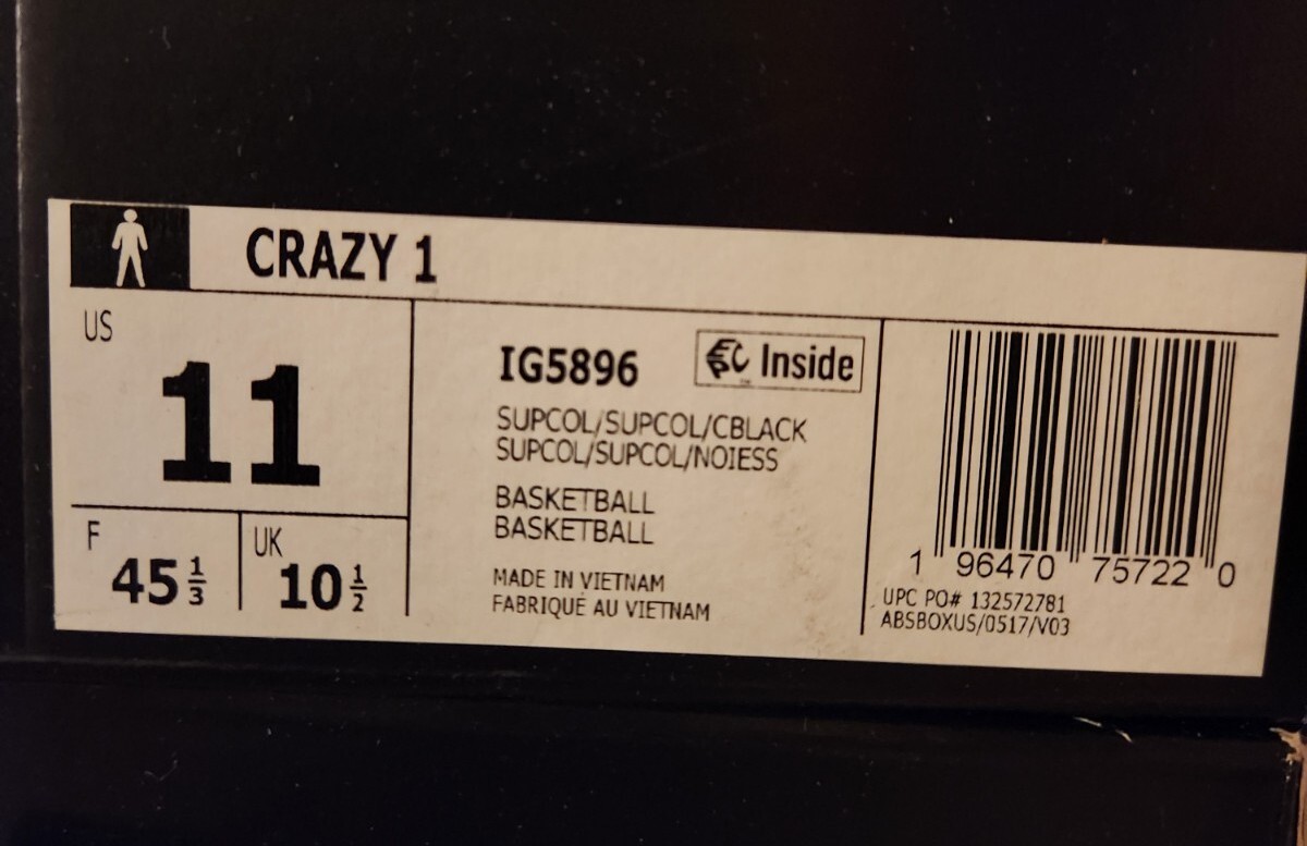 adidas Crazy 1 Kobe Ice Blue IG5896 2023 Release Men's Size