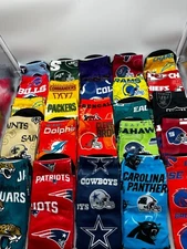 NEW ONE PAIR MENS "FOR BARE FEET"  CREW SOCKS  ALL 32  FOOTBALL TEAMS 10-13