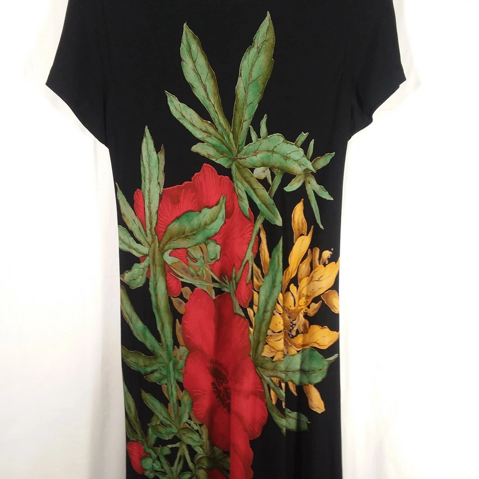 Vestido Feminino Carole Little Petite Dresses Tamanho 6 Preto Estampa Floral - Imagem 4 de 4