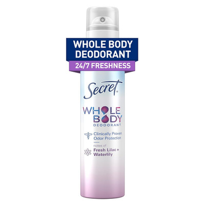 Whole Body Deodorant Spray for Women, Lilac & Waterlily Scent, Aluminum Free Deo
