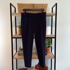 Talbots Mid-Rise Hampshire Ankle Navy Woven Career Dress Pant Trouser, 8P