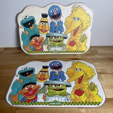 Vintage 1982 Sesame Street Educational Double Sided Placemats Set Of 2