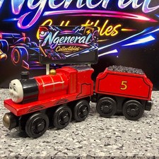 Thomas Friends Wooden Railway James the Red Engine No. 5 with Tender Car