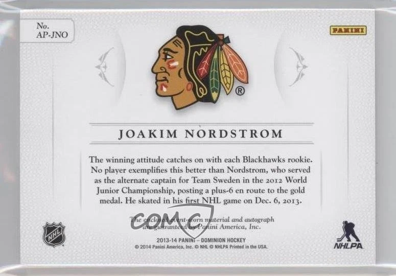 2013-14 Panini Dominion /99 Joakim Nordstrom #AP-JNO RPA Rookie Patch Auto RC - Image 2 of 2