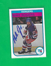 MIKE ROGERS 1982-83 O-PEE-CHEE NEW YORK RANGERS AUTOGRAPH CARD