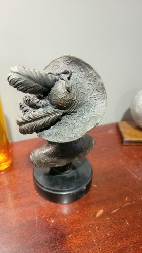 ANTIQUE FRENCH Art Nouveau LADY BUST STATUE SCULPTURE Spelter Victorian Bronze - Picture 12 of 13