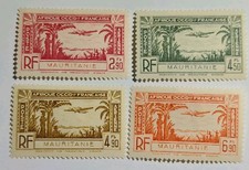 Mauritanie A.O.F. Poste aérienne Aviation lot 4 timbres 1940 Colonies Francaise