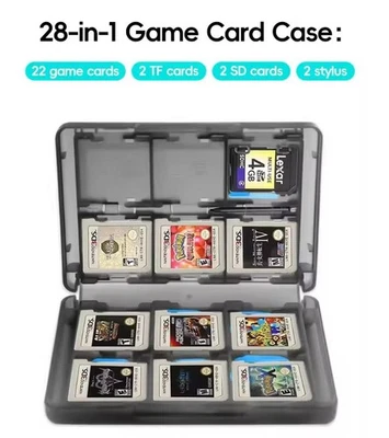 DATA FROG 28-in-1 Game Cartridge Case for Nintendo DS/2DS/3DS games – Compact, Transparent