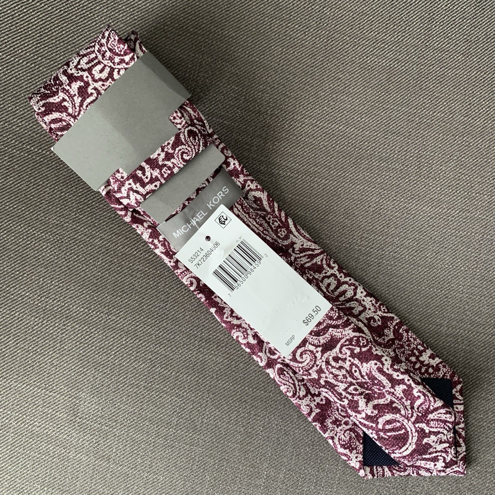 Michael Kors Men's Neck Tie Burgundy Red Paisley Silk/Lyocell Blend MSRP $69.50 thumbnail 3