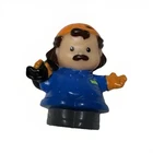 Vintage Fisher-Price Little People Trash Man  Orange Hat Mustache Dad Blue 2001