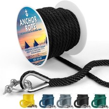 Anchor Rope 50 Ft X 3/8 Inch, Premium Solid Braid MFP Anchor Line, Boat Ancho...