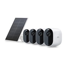 Arlo Essential Spotlight 4 Camera Security System with Solar Power Panel White 