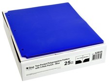 C-Line Two-Pocket Heavyweight Poly Portfolio Folder with Three-Hole Punch, Blue
