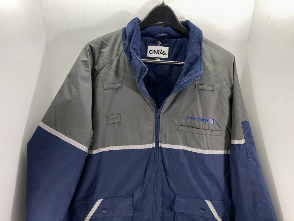 United Airlines Cintas Jacket Parka Men Size 2XL Blue Gray Full Zip Reflective - Image 2 of 4