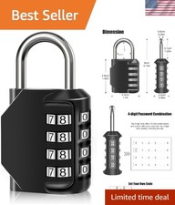 Zinc Alloy 4-Digit Padlock with Alarm - Ideal for Doors, Toolboxes, and Fences