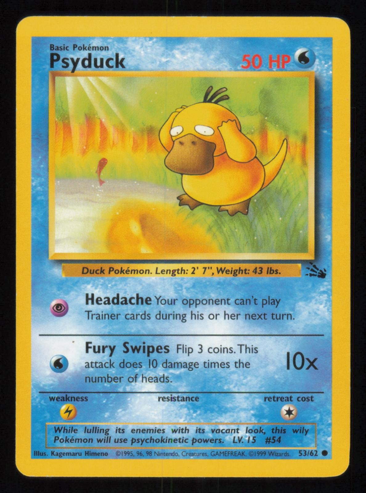 PSYDUCK 53/62 COMMON FOSSIL UNLIMITED MP POKEMON