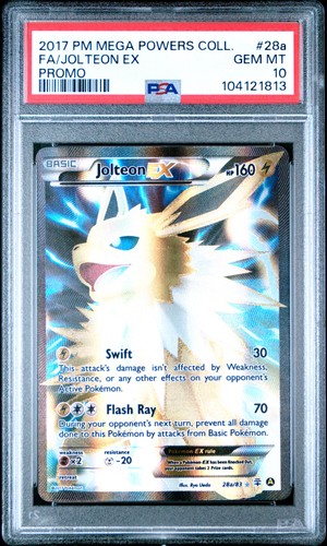 2017 POKEMON MEGA POWERS COLLECTION PROMO #28A FULL ART/JOLTEON EX PSA 10