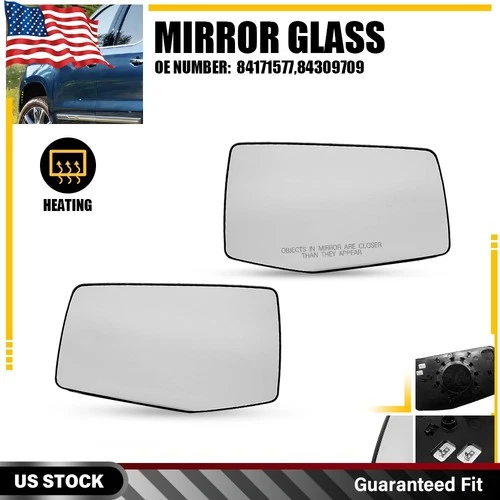 2X Exterior Rear View Mirror Glass Heated For 2019-2024  Silverado Sierra  1500