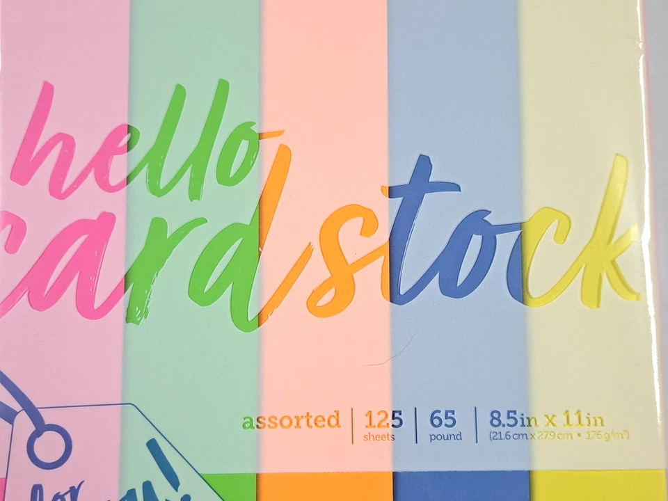 sealed hello cardstock 8.5 x 11 inch 125 sheets 65 pound assorted colors paper - Image 2 of 4