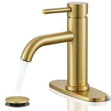 Gold Bathroom Faucet, WINKEAR Single Hole Bathroom Faucet with Pop-up Drain and