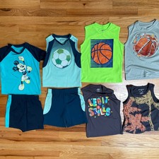 8 PC Boys Shirts Set Lot, Sports Jumping Beans, Mikey Mouse, SZ 4 4/5 Mixed