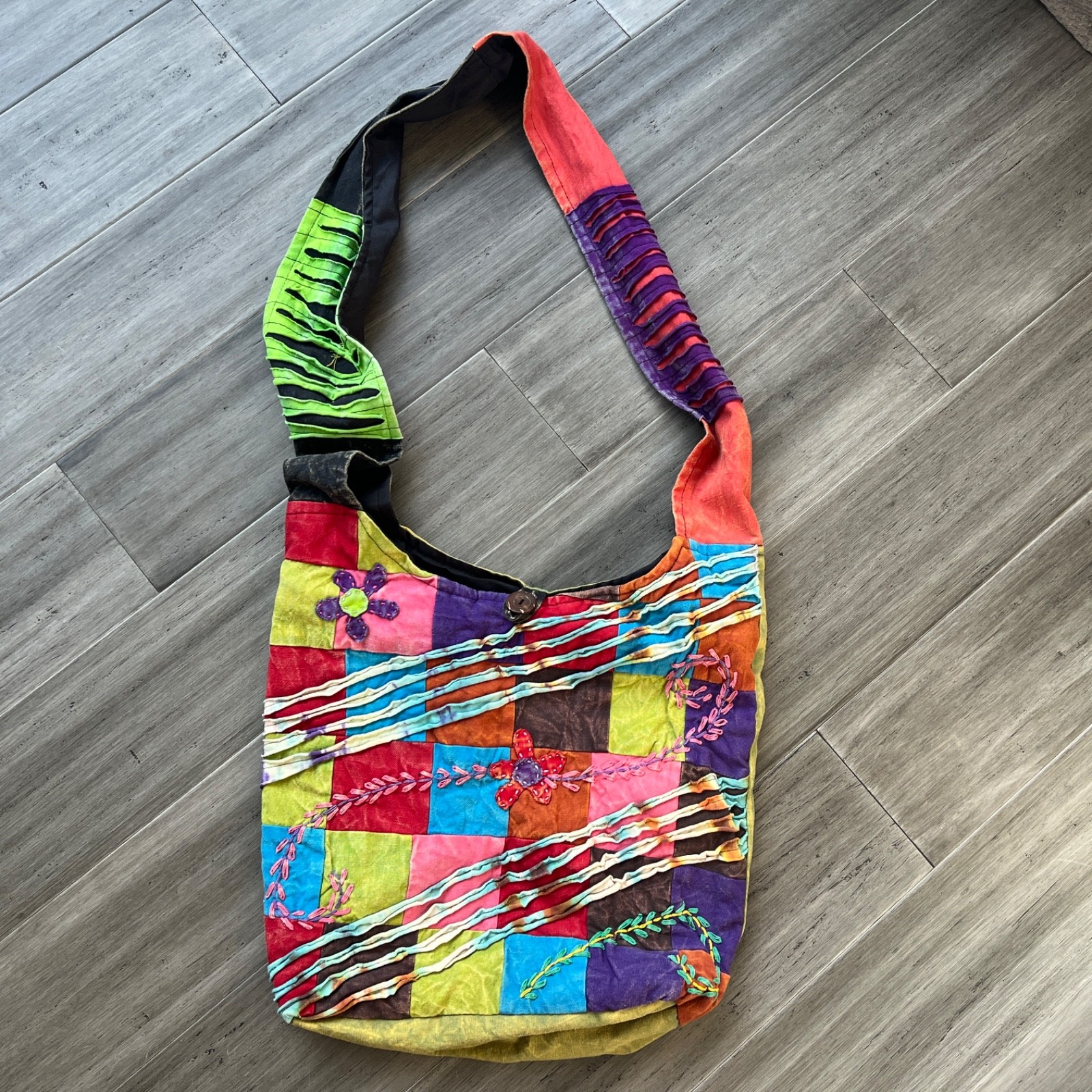 Colorful Embroidered Patchwork Zip Top Hippie Boh… - image 1