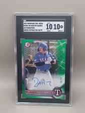 2022 Bowman Chrome Mega Dustin Harris Green Refr Mojo /99 BCMA-DH SGC 10/10
