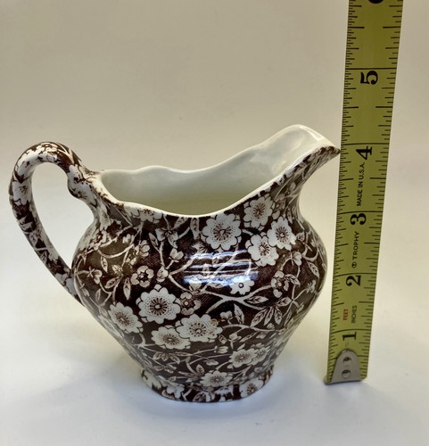 Vintage Crownford China Co Staffordshire CALICO BROWN Pitcher Jug England - Picture 6 of 7