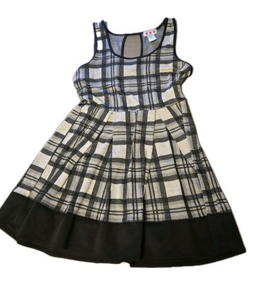 Three Pink Hearts Plaid Fit & Flare Dress XL Black Gray Sleeveless