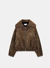 ZARA METALLIC THREAD BOMBER JACKET Black gold 9530/601/830