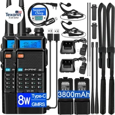 UV-5R Ham Radio Handheld: 8W Ham Radios Long Range UV5R Radio 3800Mah Rechargeab