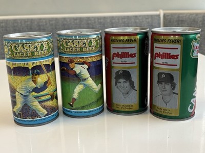 Canada Dry Phillies Cans 1979 & Casey's Lager Beer Cans - Baseball- Steel Cans