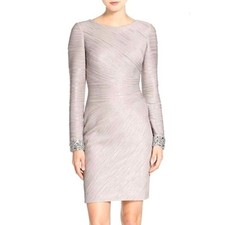 Eliza J Long Sleeve Jeweled Cuff Sheath Dress (EJ6M2154) Size 6