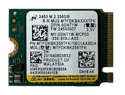 Micron 2450 256GB M.2 2230 PCIe Gen4 x4 NVMe SSD MTFDKBK256TFK OEM 100% Health