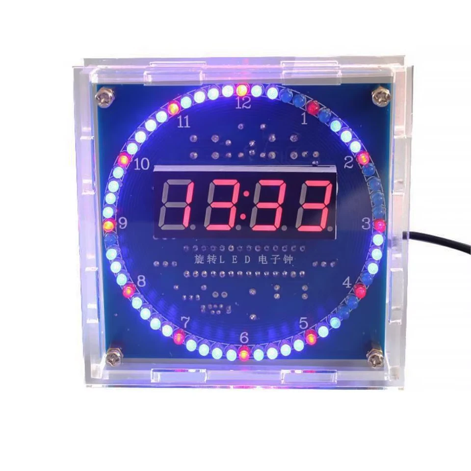 Rotating LED DIY Electronic Clock Kit DS1302 Digital Clock Light Controlled Temp - Image 2 of 4
