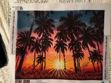 Palm Sunset completed diamond art