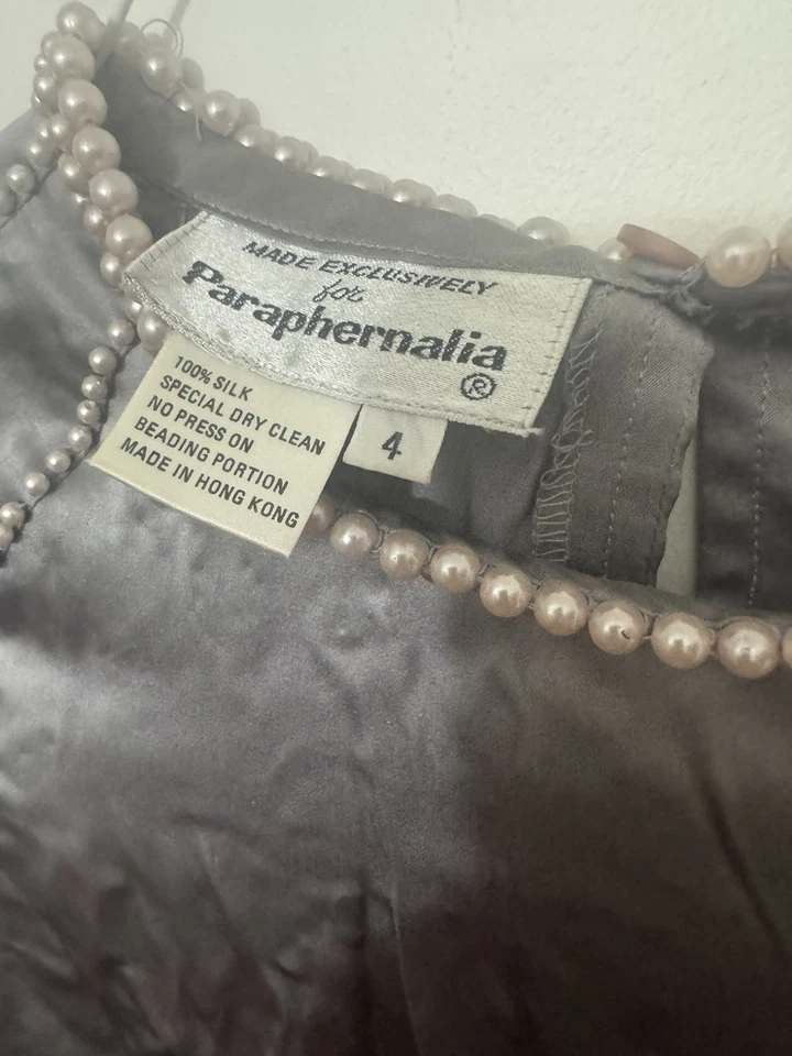 Blusa Parafernalia Coleccionable RARA Plata Seda con Cuentas. Talla 4 vintage  Foto 3 de 4