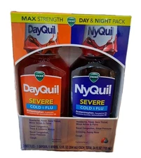 2 PACK MAX STRENGTH DAYQUIL & NYQUIL COLD AND FLU SEVERE 12OZ EACH Exp 2/26