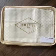 New Frette  Illusione  Euro Pillow Sham 100% cotton Ivory - 26x26” Nip Luxury