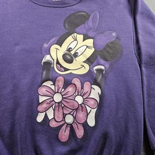 Vintage Disney Minnie Mouse Sweatshirt Womens Medium Purple Graphic Made USA 90s