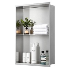 14x20 Inch Brushed Nickel Shower Niche, No Tile Needed Stainless Steel Recess...