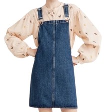 Madewell Denim Overall Mini Dress Size Large Casual Preppy Academia Layering