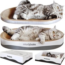 Extra Large Oval Cat Scratcher Bed with Corrugated Pad, Scratching Lounge Bowl