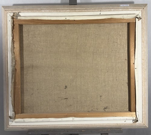 Grande huile sur toile signée : voiliers amarrés au ponton Ecole Française XIXe - Photo 13/15