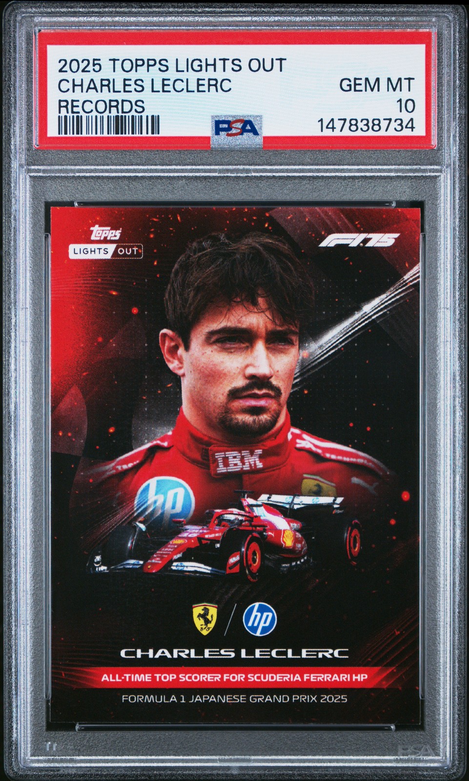 2025 TOPPS FORMULA 1 LIGHTS OUT RECORDS CHARLES LECLERC PSA 10