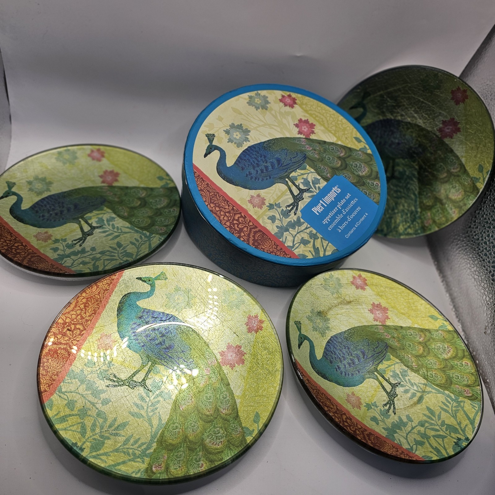 Pier 1 Imports Appetizer Plate Set Peacock 6